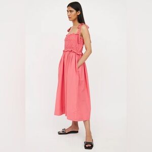 ULLA JOHNSON 
Akshara Smocked Midi Dress